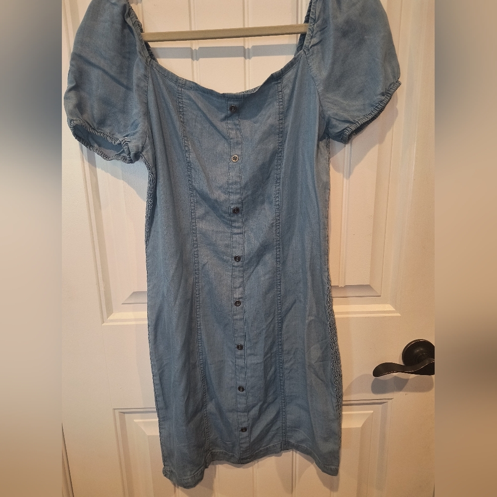 Love Tree Blue Puff Sleeve Sundress